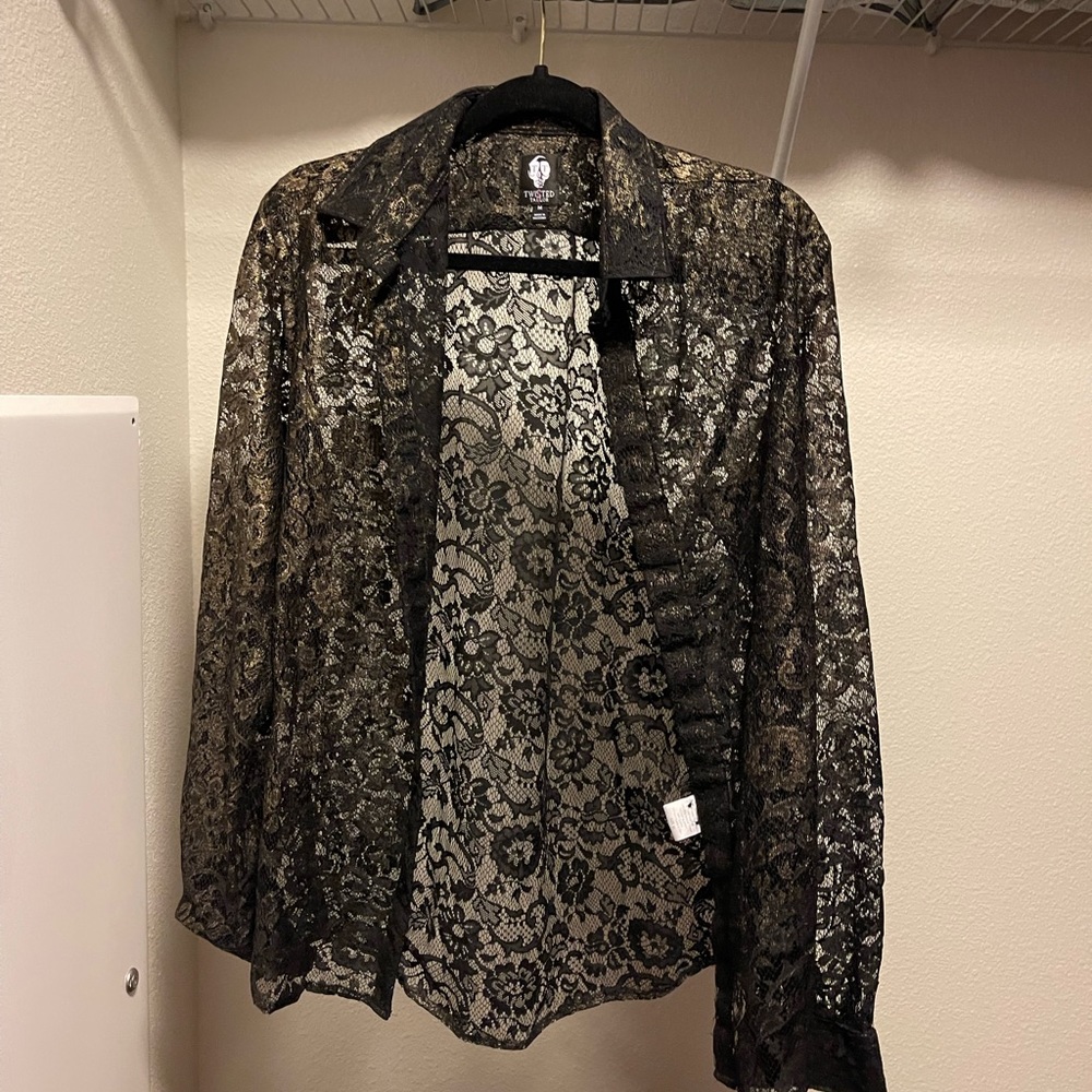 Men’s lace button down shirt by Twisted Tailor